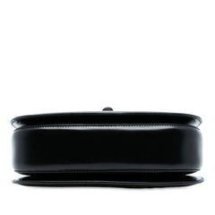 Calfskin Frame Print Bamboo Top Handle Bag