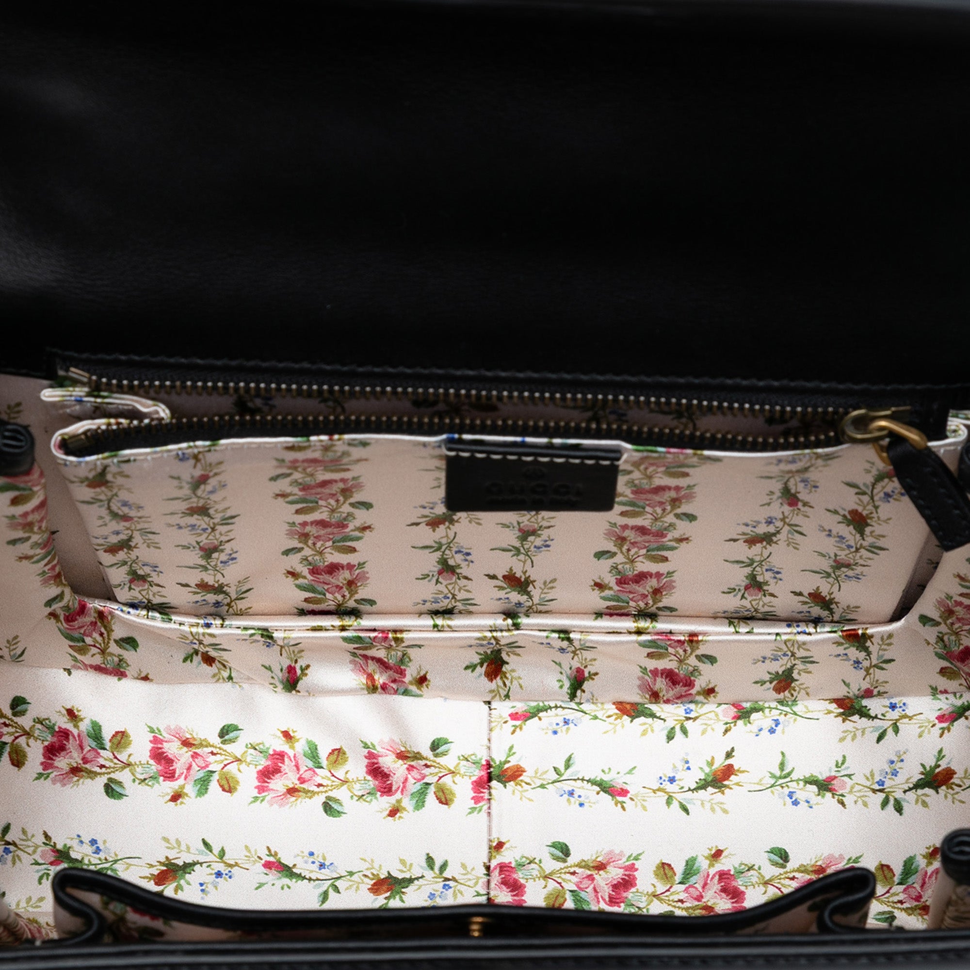 Calfskin Frame Print Bamboo Top Handle Bag