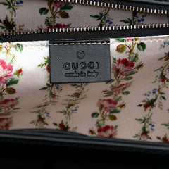 Calfskin Frame Print Bamboo Top Handle Bag