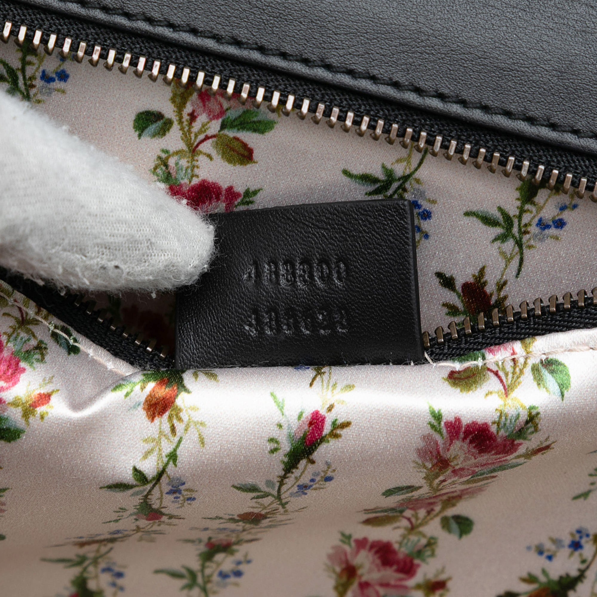 Calfskin Frame Print Bamboo Top Handle Bag