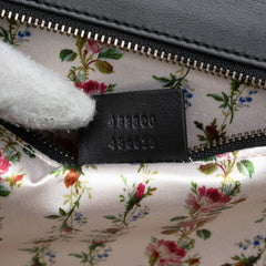 Calfskin Frame Print Bamboo Top Handle Bag