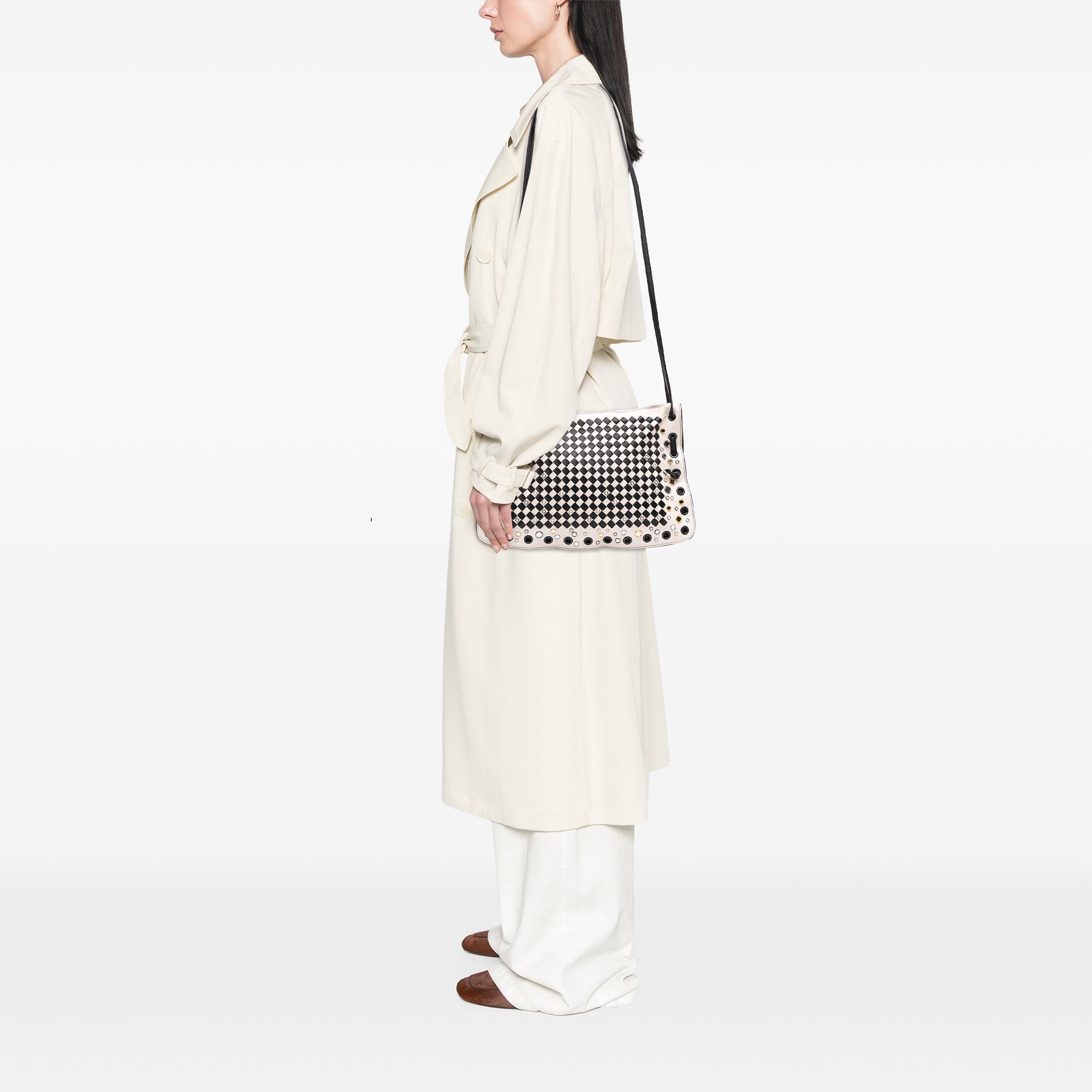 Nappa Intrecciato Check Grommet Palio Crossbody