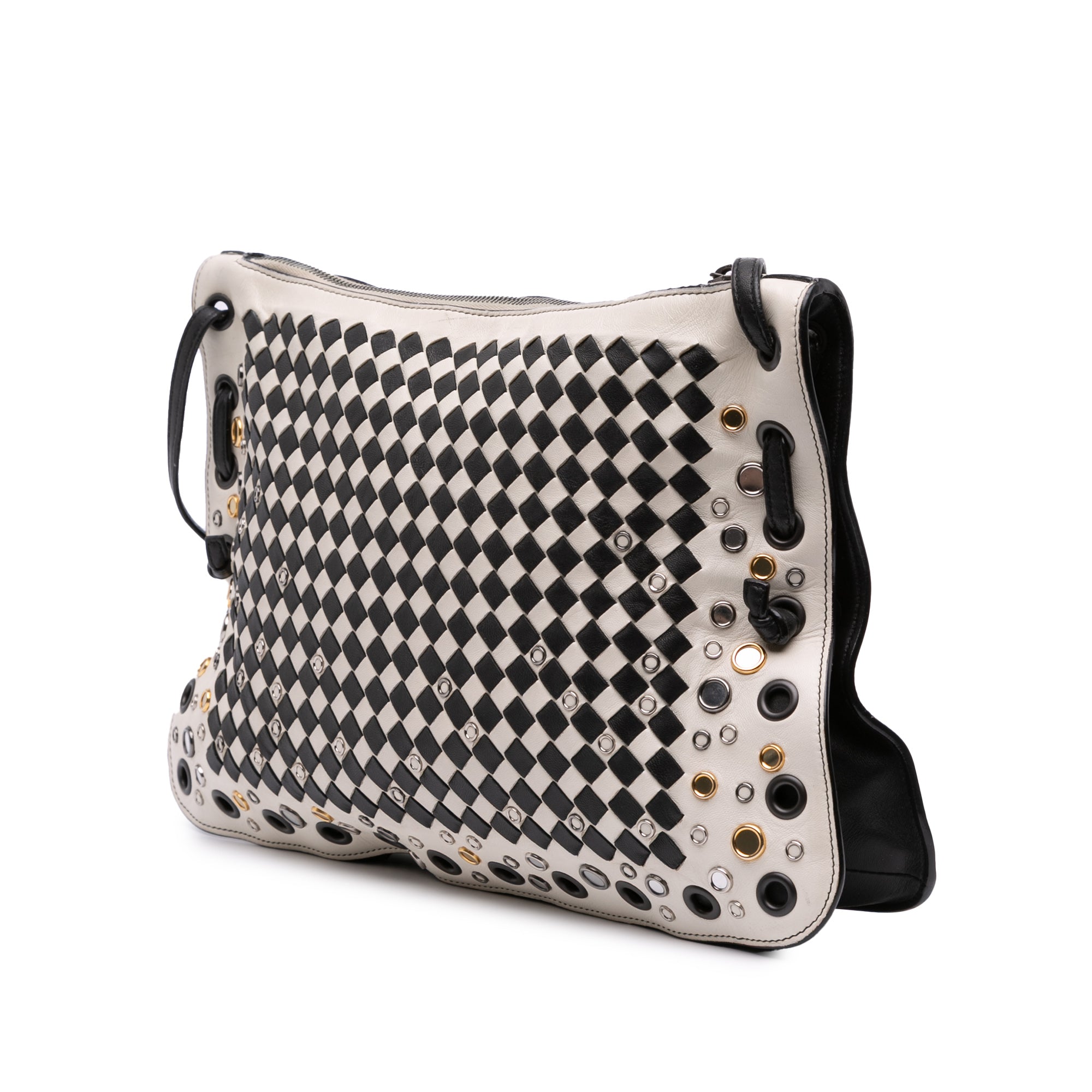 Nappa Intrecciato Check Grommet Palio Crossbody