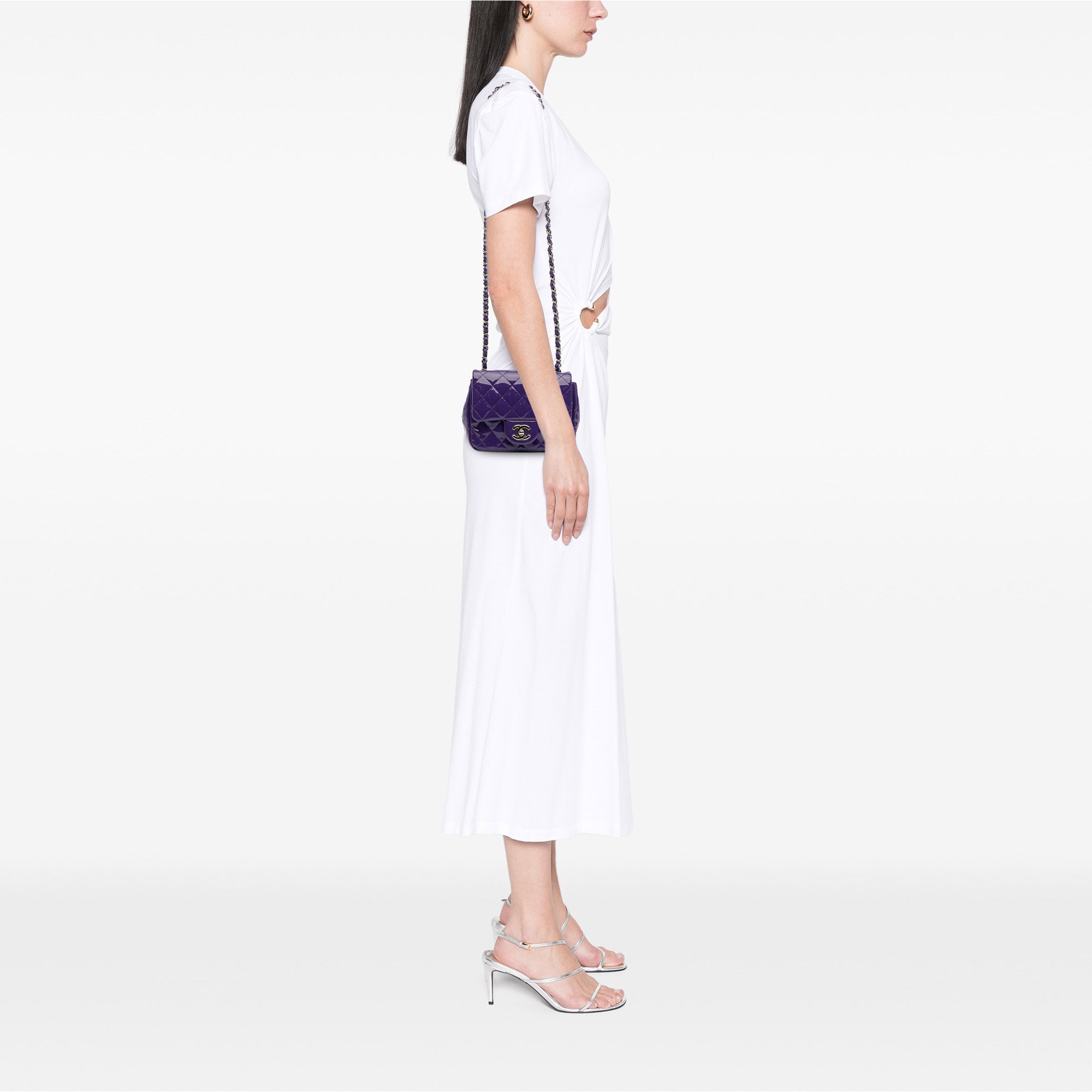 Mini Square Classic Patent Single Flap