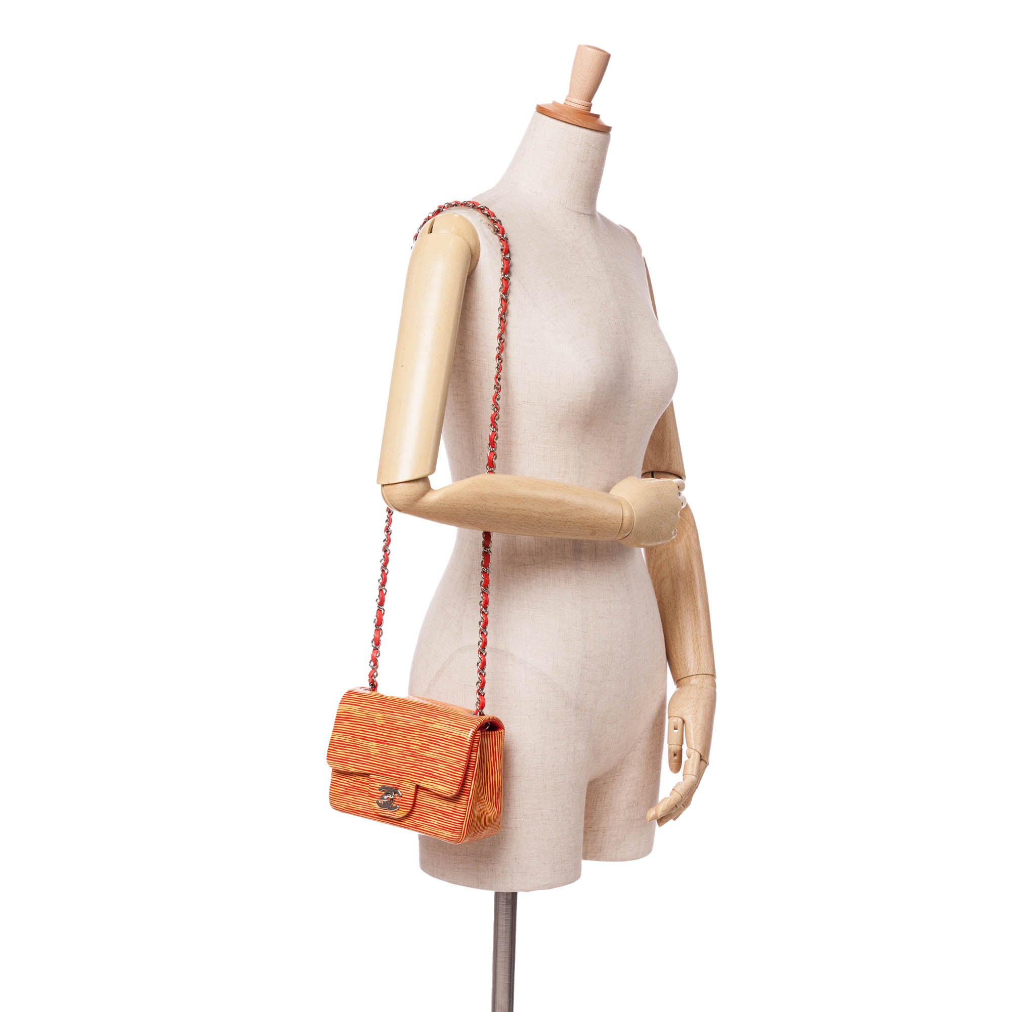 Mini Square Classic Patent Striped Single Flap