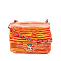 Mini Square Classic Patent Striped Single Flap