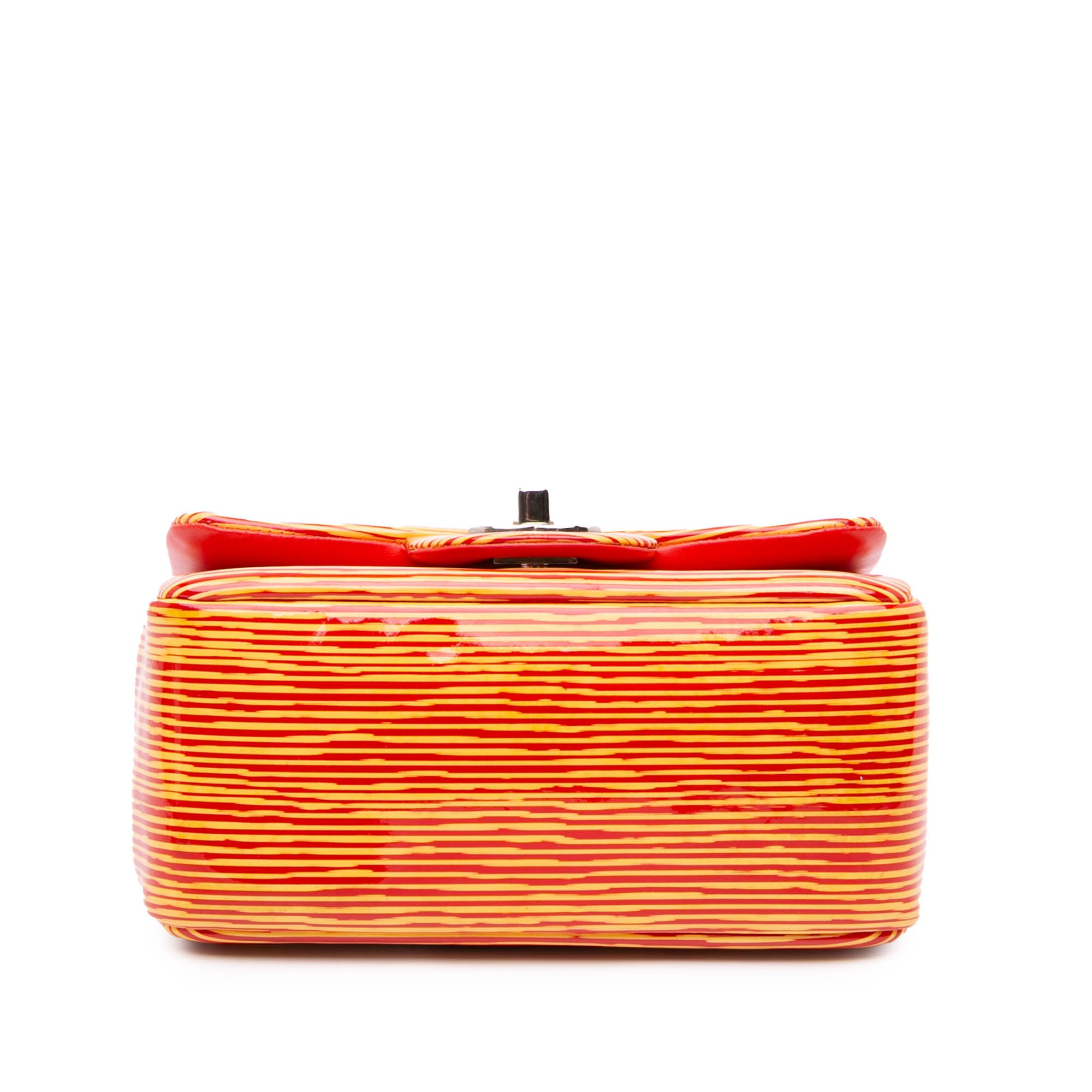 Mini Square Classic Patent Striped Single Flap