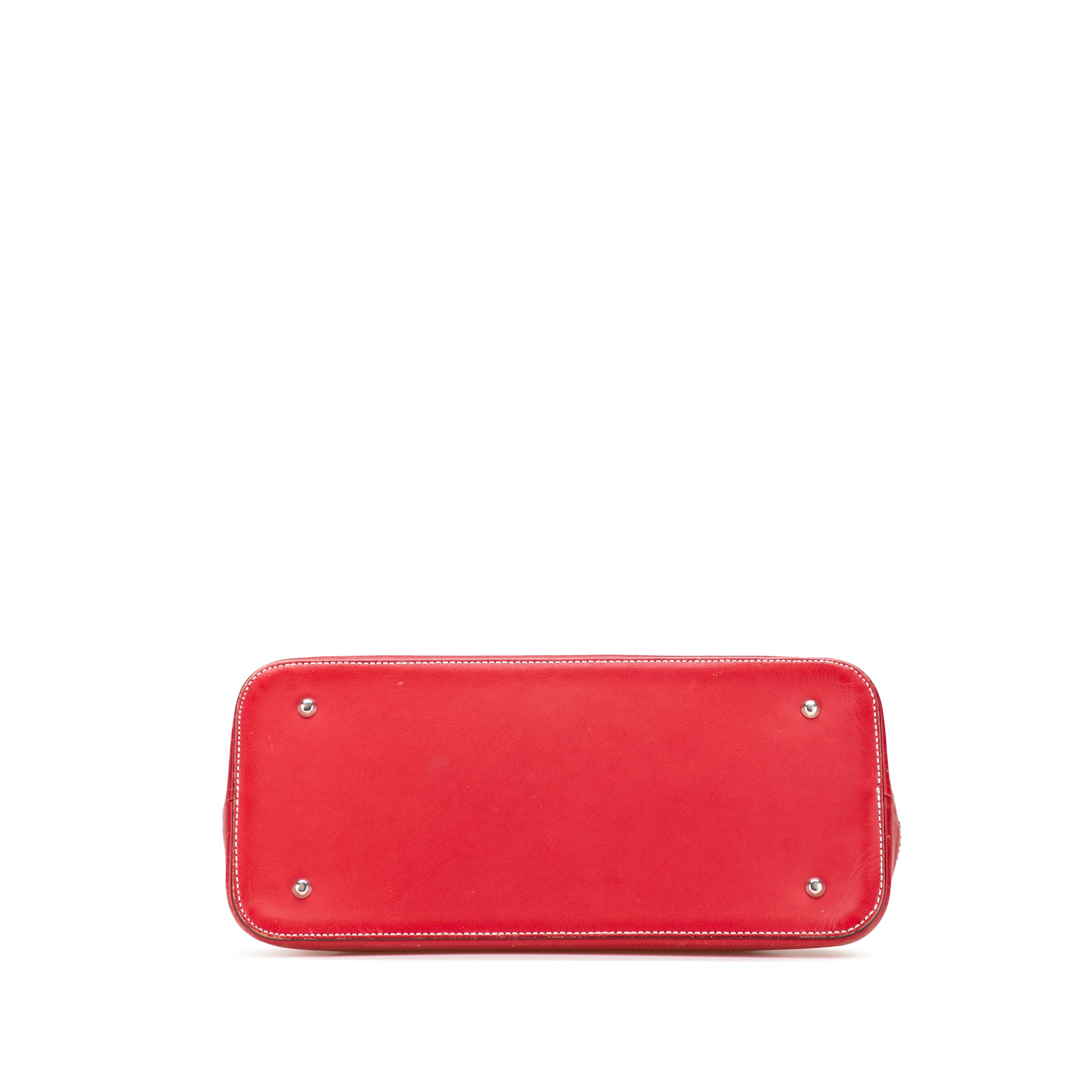 Leather Trimmed Tonal Check Canvas Dome Handbag