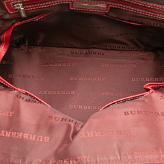 Leather Trimmed Tonal Check Canvas Dome Handbag