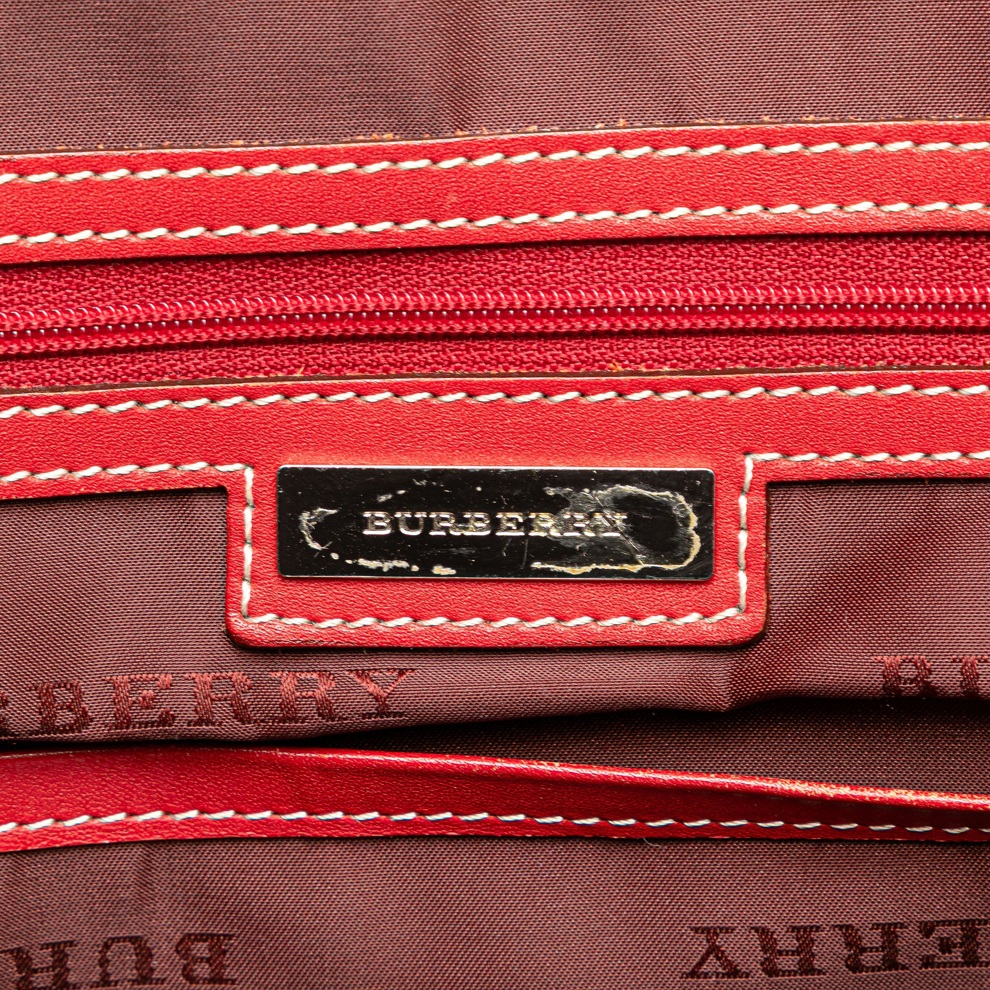 Leather Trimmed Tonal Check Canvas Dome Handbag