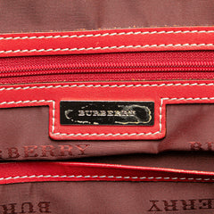 Leather Trimmed Tonal Check Canvas Dome Handbag