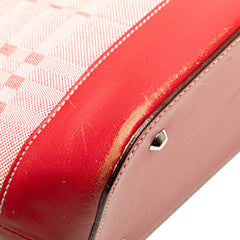Leather Trimmed Tonal Check Canvas Dome Handbag