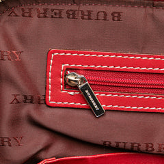 Leather Trimmed Tonal Check Canvas Dome Handbag
