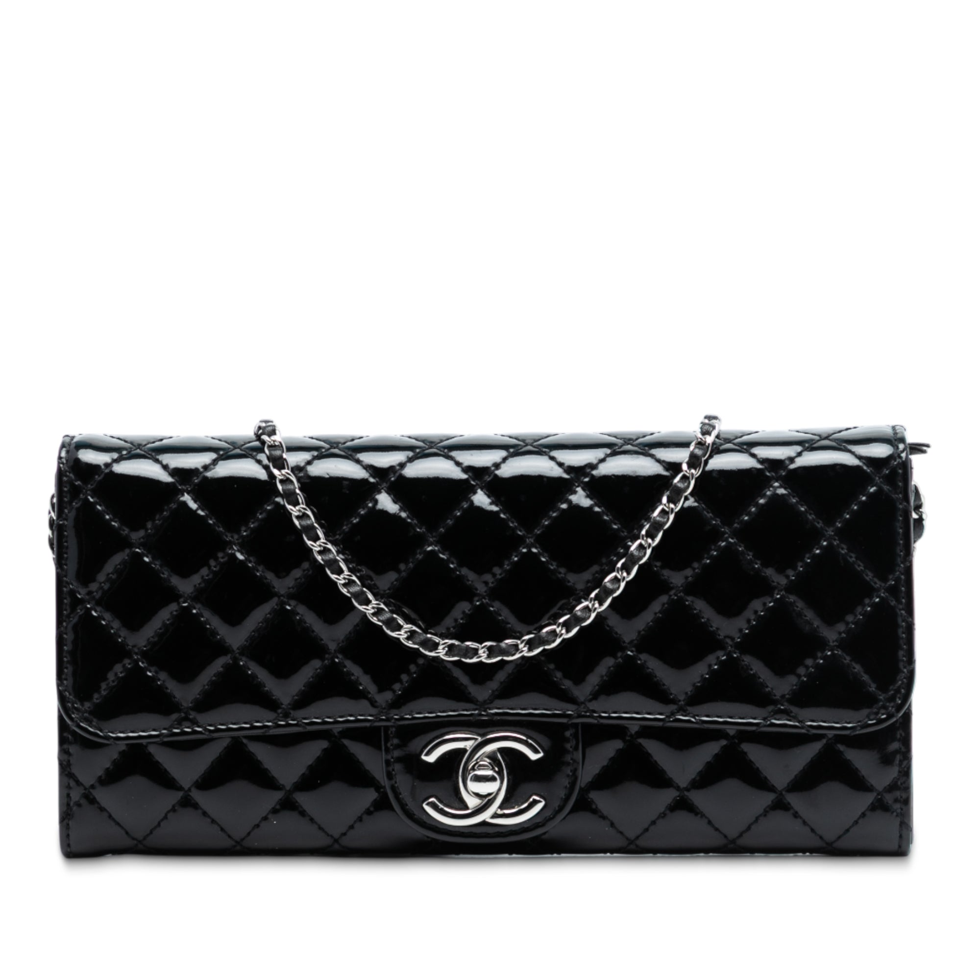CC Quilted Patent East West Wallet On Chain