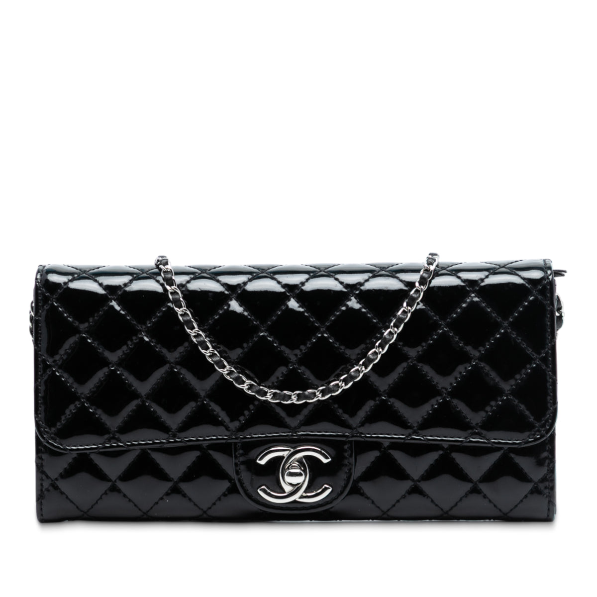 CC Quilted Patent East West Wallet On Chain