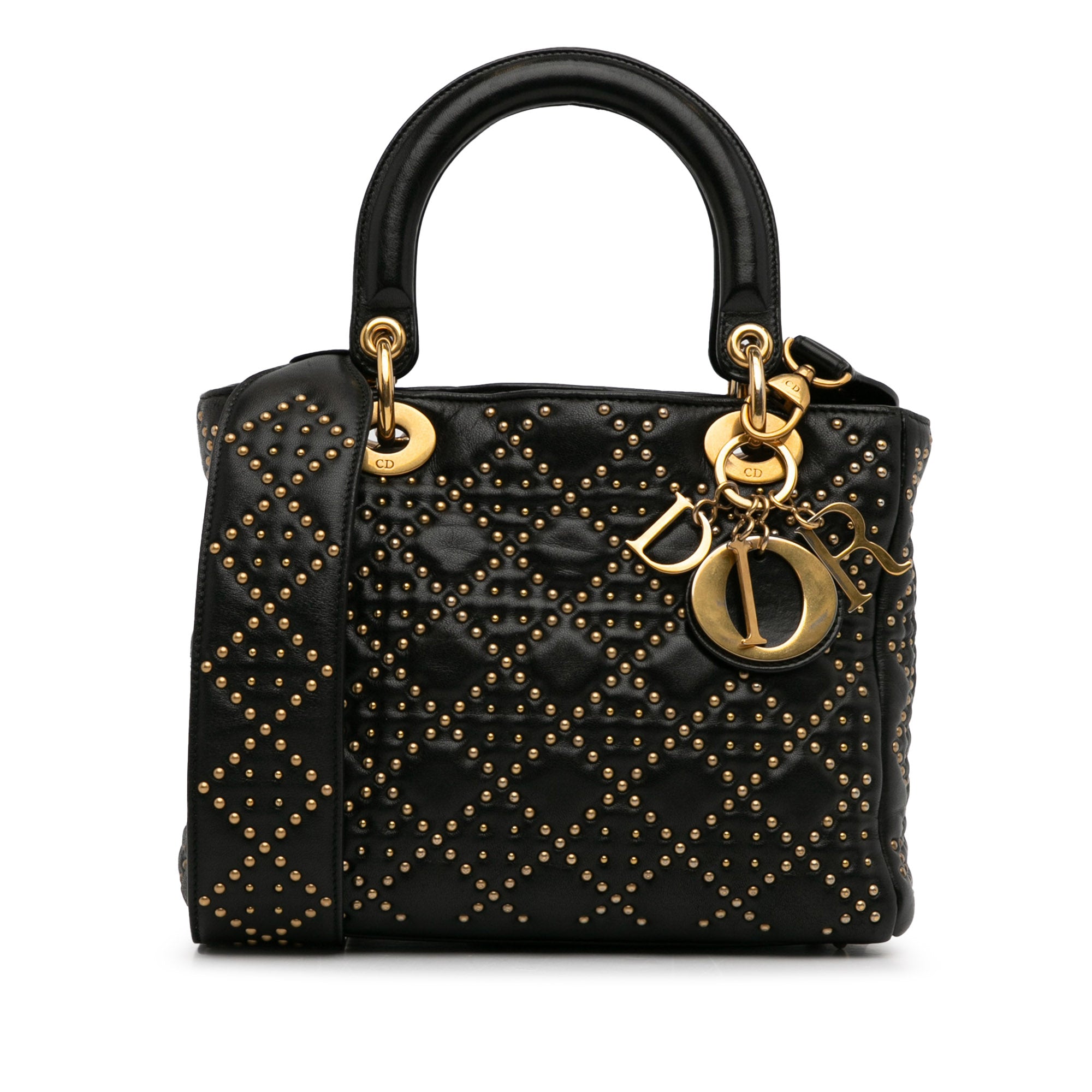 Medium Lambskin Studded Lady Dior_0