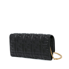 Zucca Embossed Leather Wallet On Chain