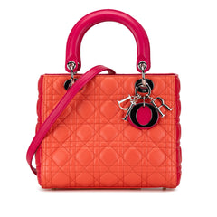 Medium Bicolor Lambskin Cannage Lady Dior