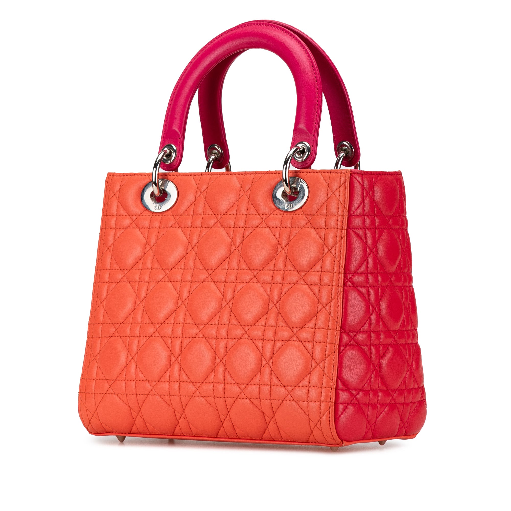 Medium Bicolor Lambskin Cannage Lady Dior