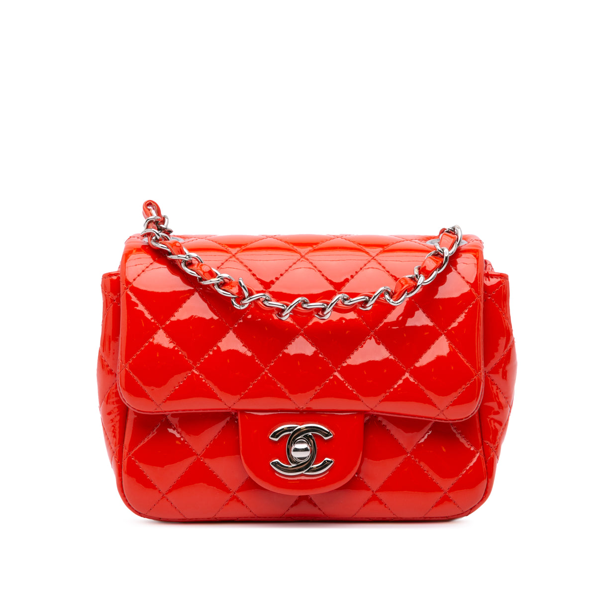 Mini Square Classic Patent Single Flap