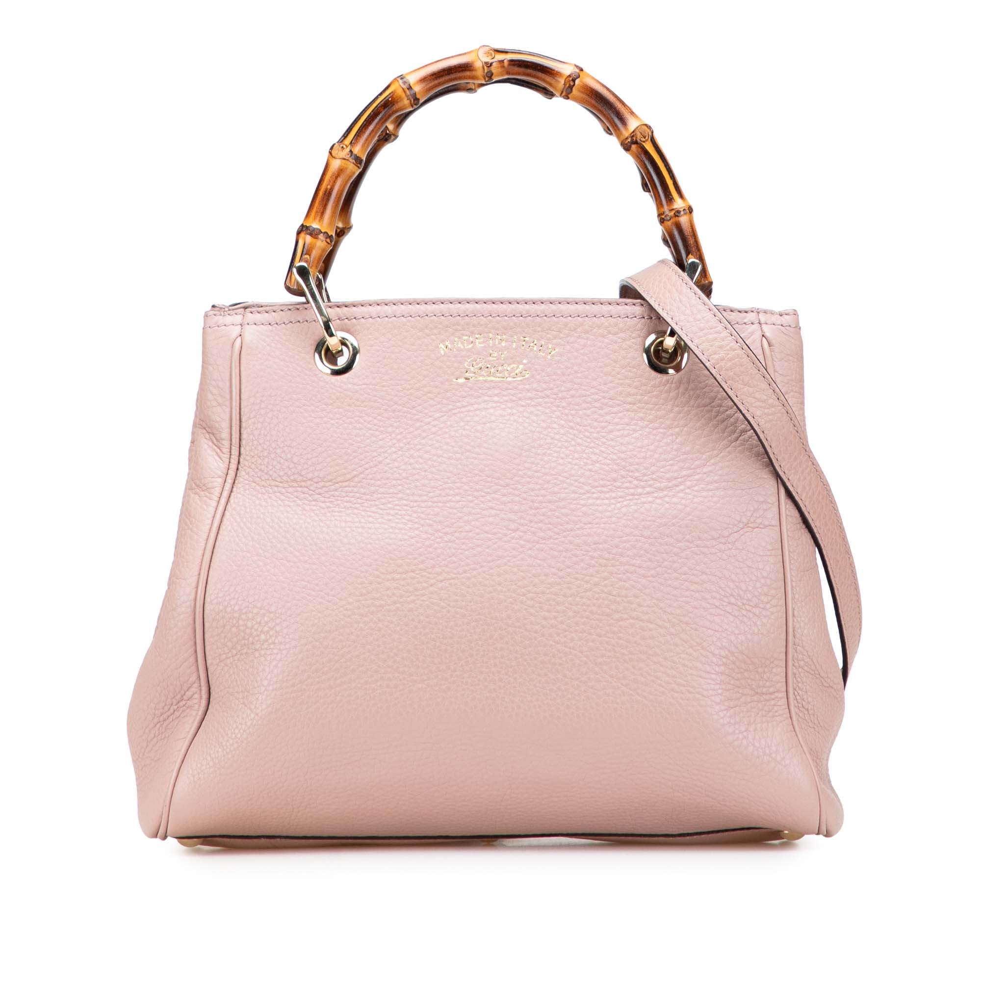 Small Calfskin Bamboo Shopper Satchel