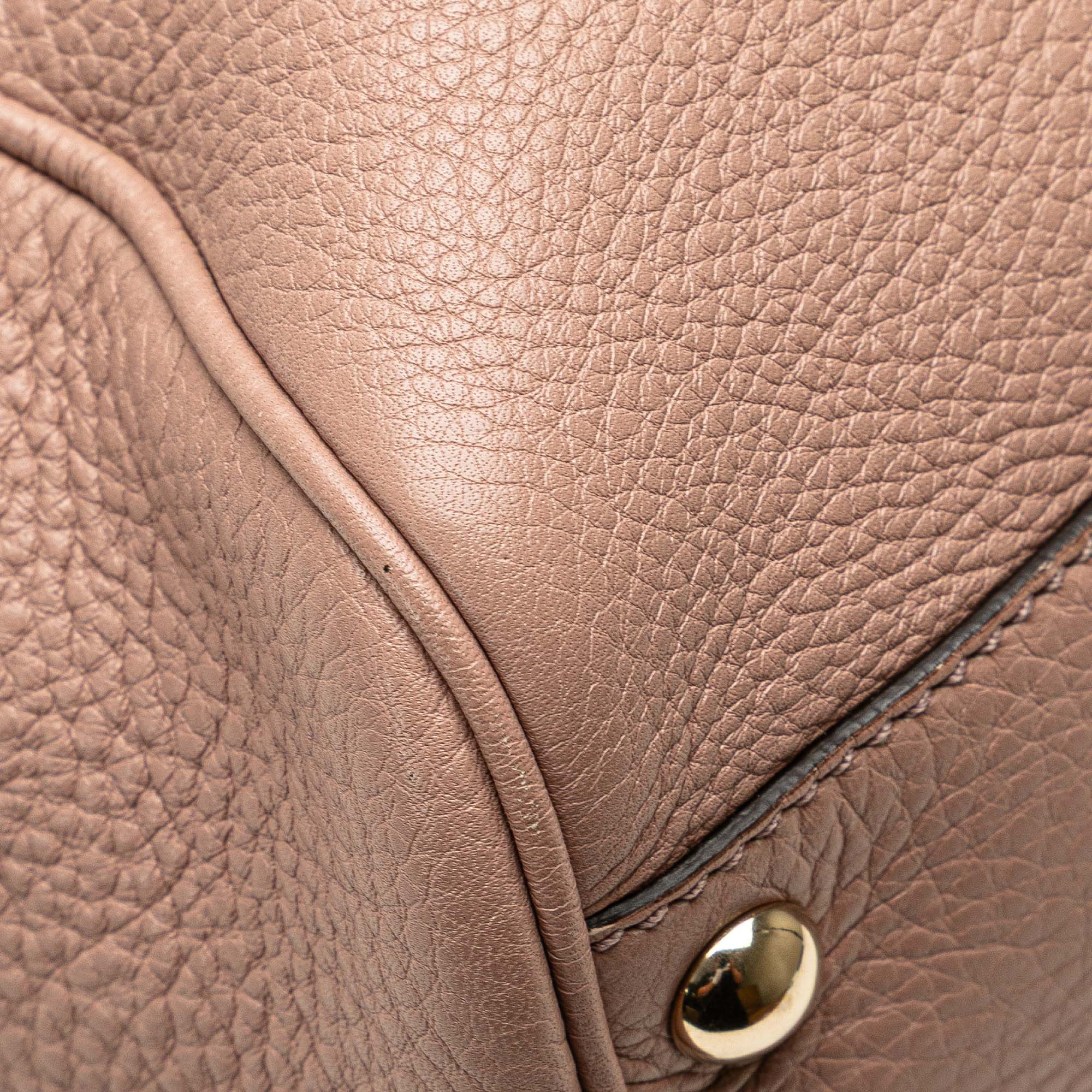 Small Calfskin Bamboo Shopper Satchel