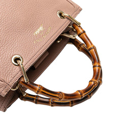 Small Calfskin Bamboo Shopper Satchel