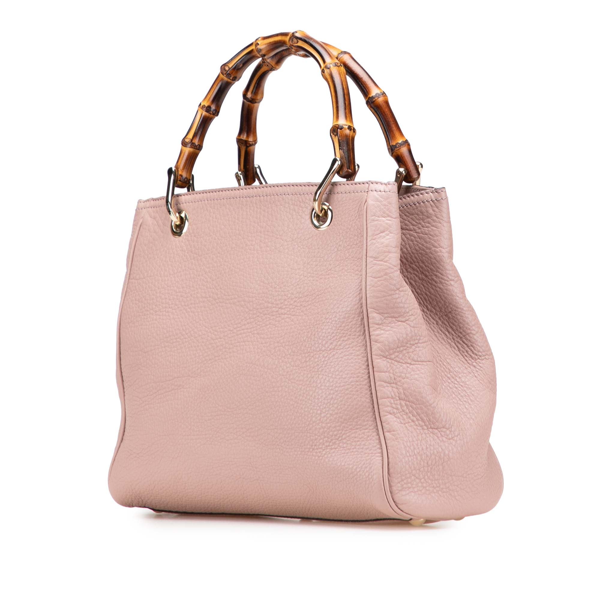 Small Calfskin Bamboo Shopper Satchel