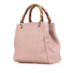 Small Calfskin Bamboo Shopper Satchel