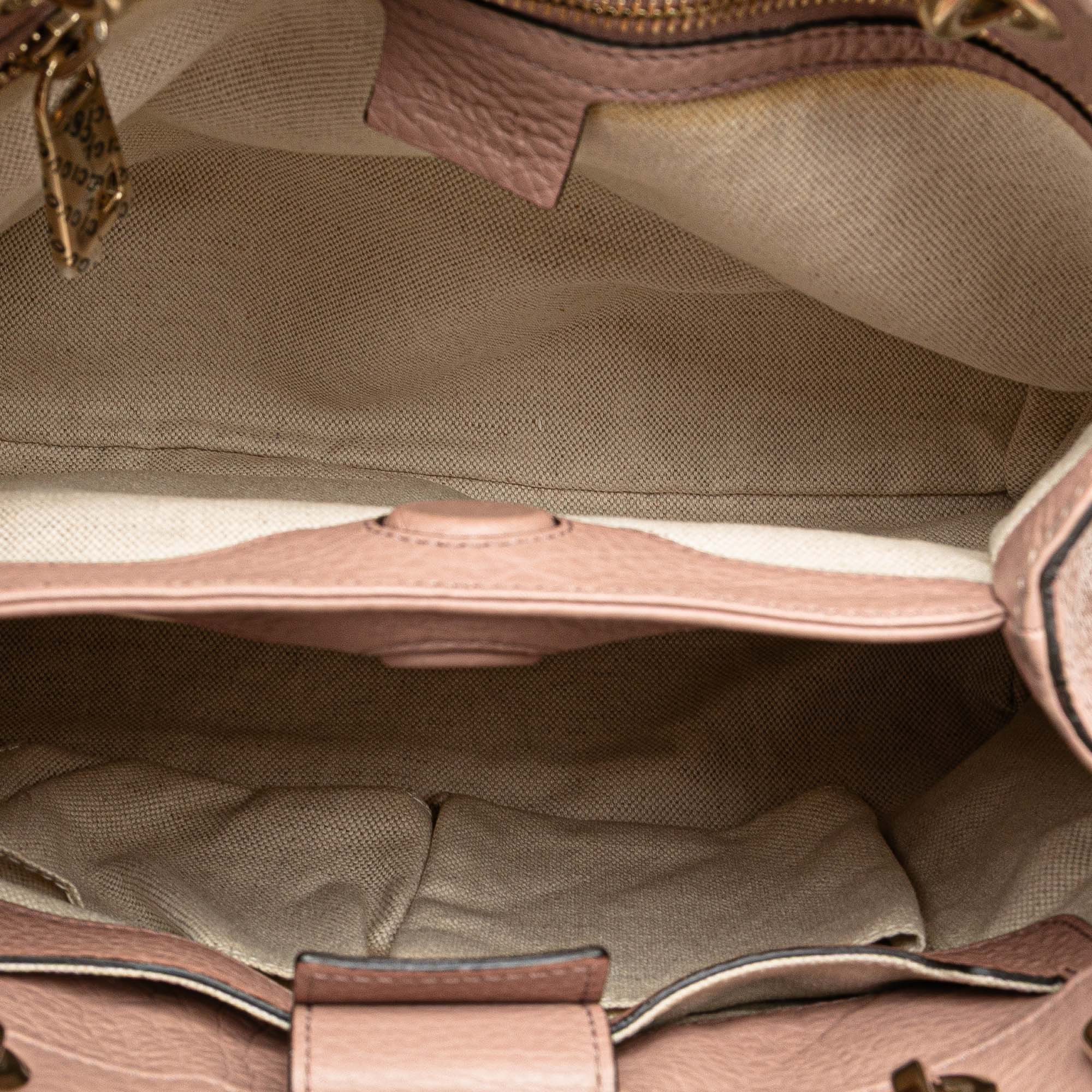 Small Calfskin Bamboo Shopper Satchel