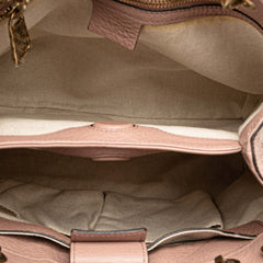 Small Calfskin Bamboo Shopper Satchel