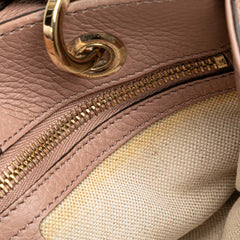 Small Calfskin Bamboo Shopper Satchel