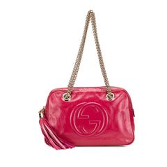 Patent Soho Chain Zip Shoulder Bag