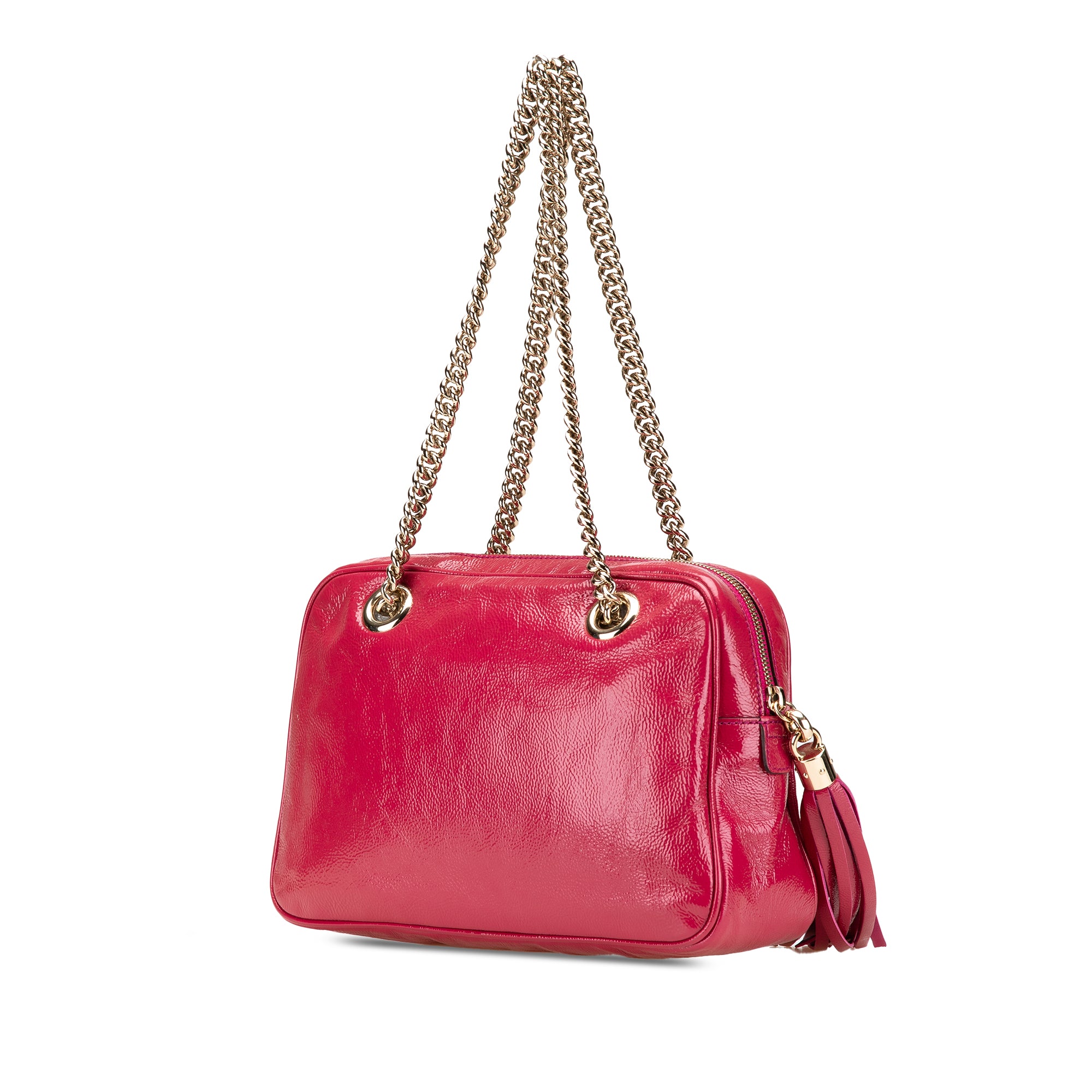 Patent Soho Chain Zip Shoulder Bag