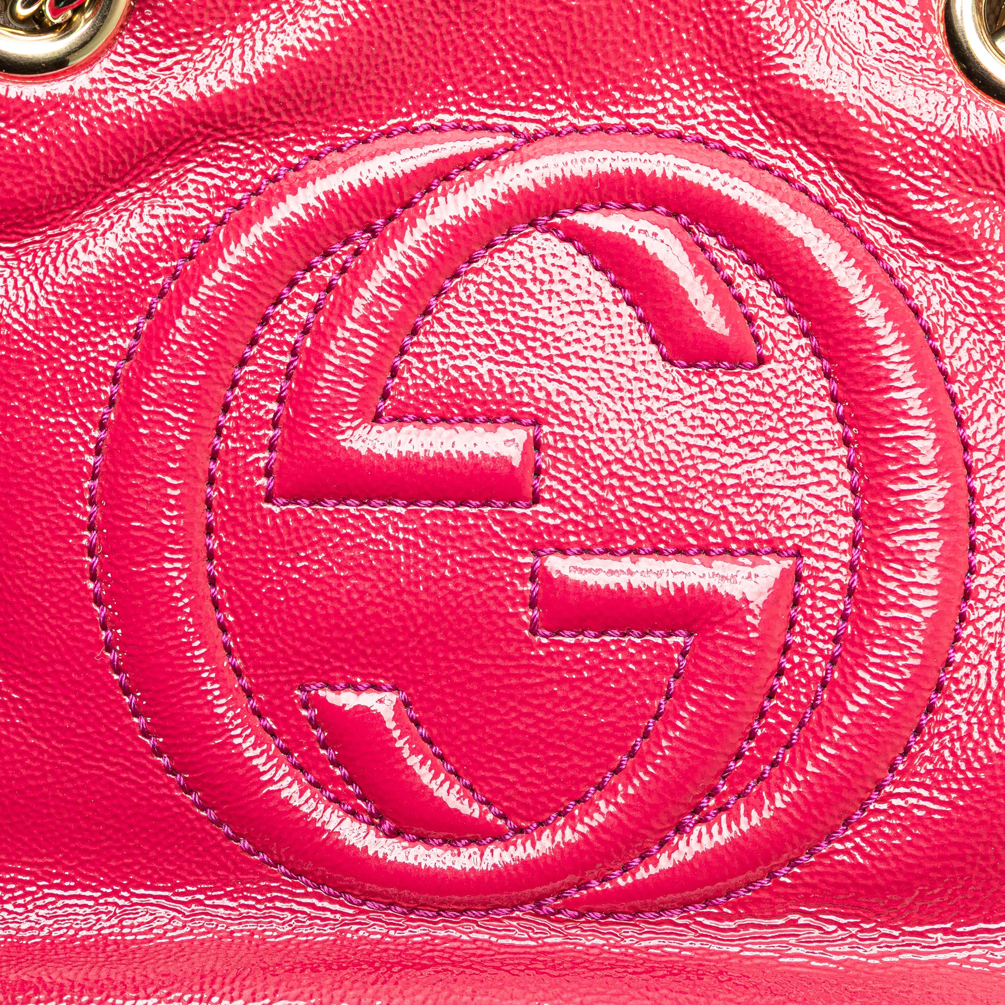 Patent Soho Chain Zip Shoulder Bag