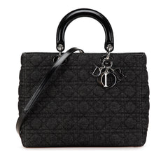 Large Denim Cannage Lady Dior