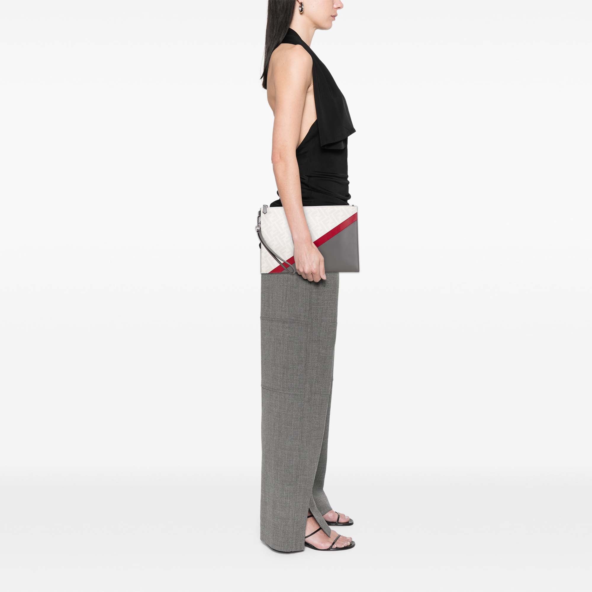 Zucca Coated Canvas FF 1974 Diagonal Vitello Liberty Clutch