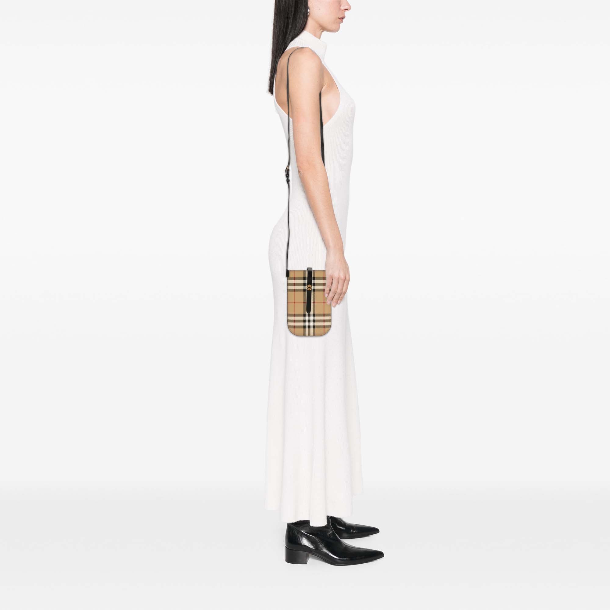 House Check Coated Canvas Phone Pouch Crossbody