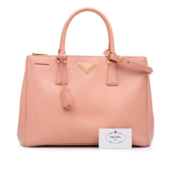 Medium Saffiano Lux Galleria Double Zip Tote