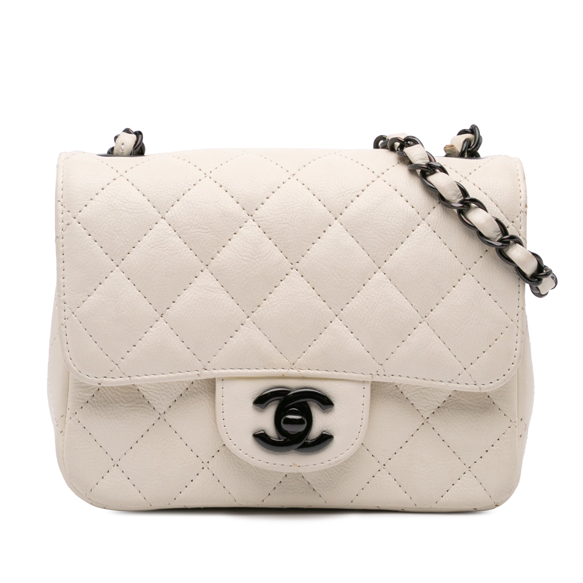 Mini Square Classic Crumpled Calfskin Single Flap