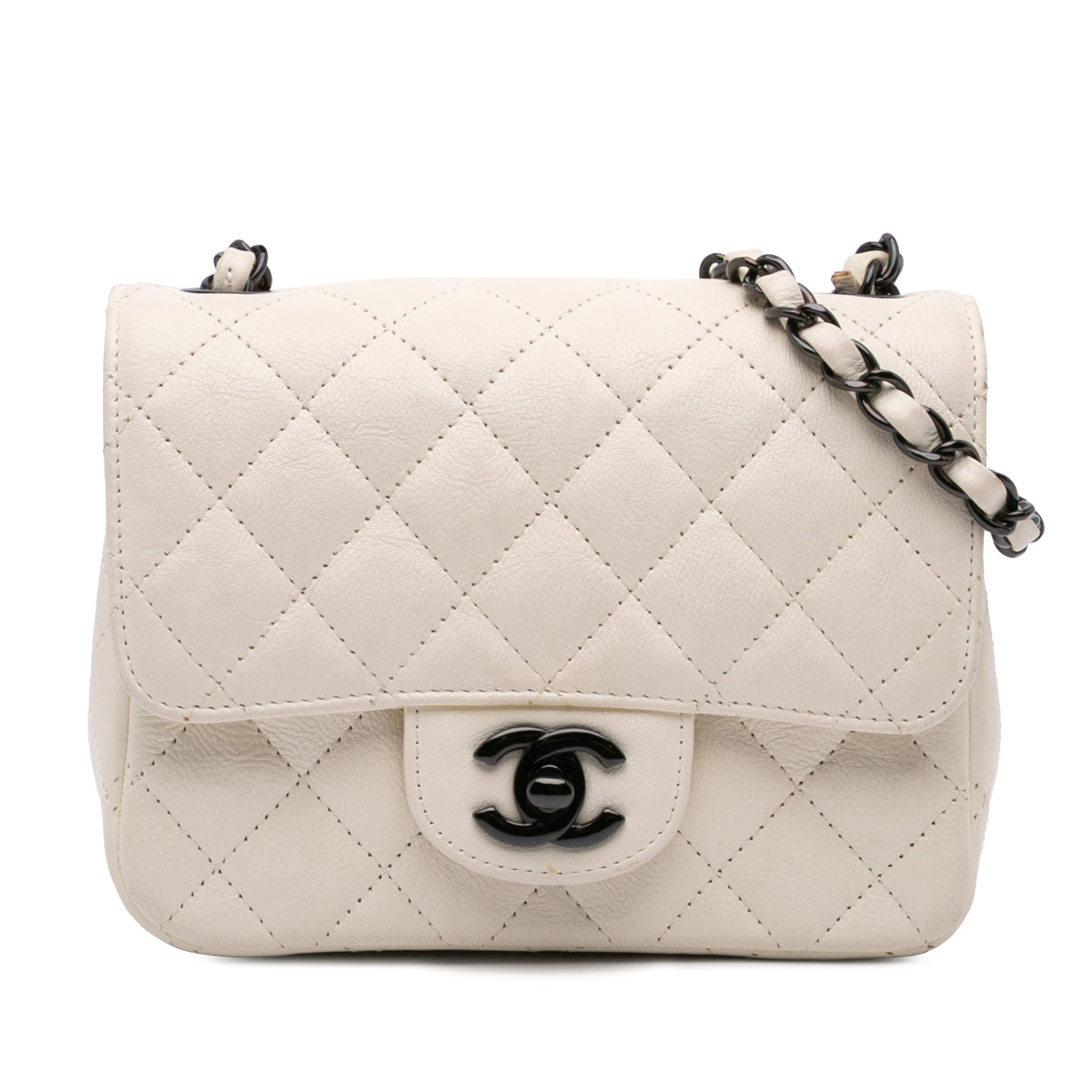 Mini Square Classic Crumpled Calfskin Single Flap