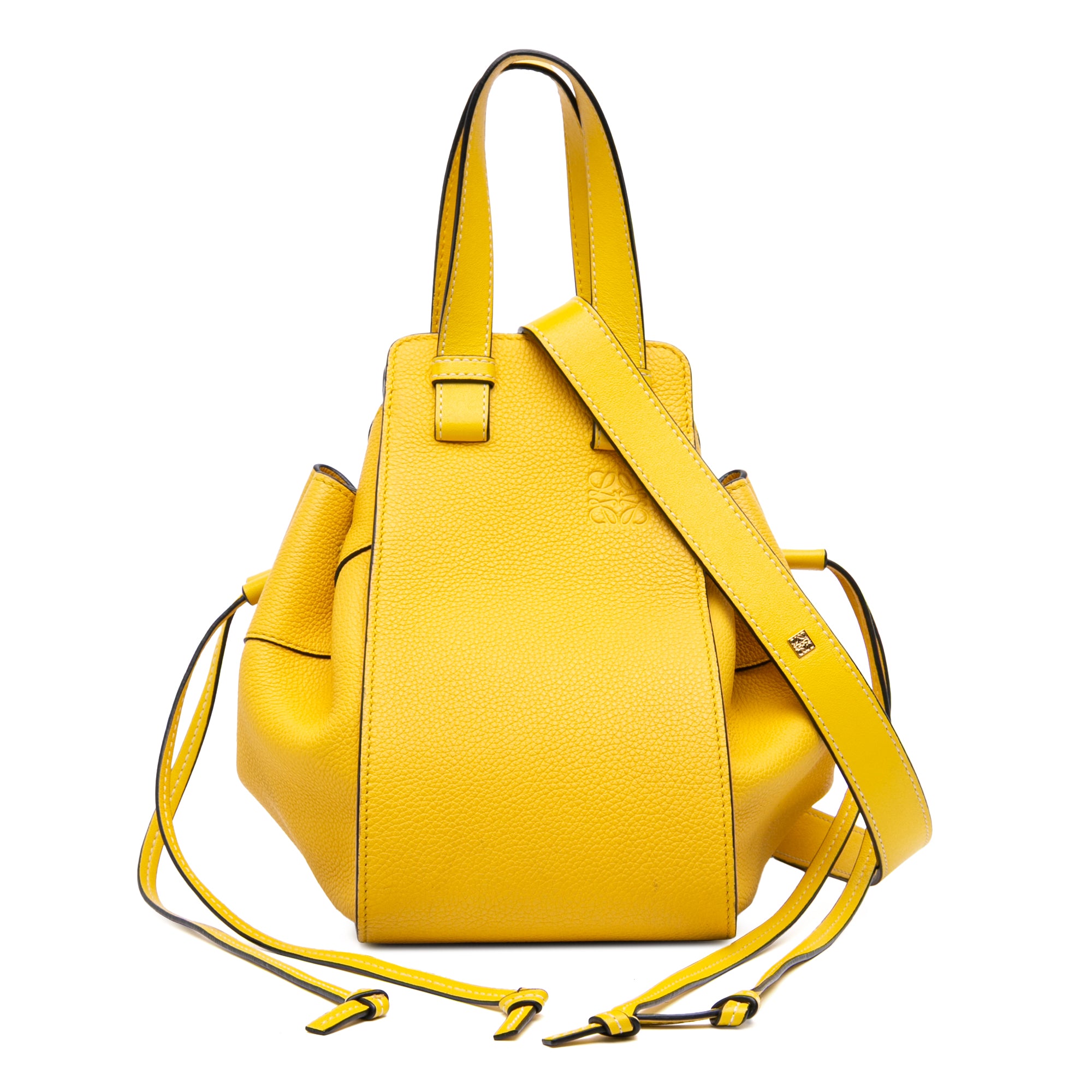 Small Grained Calfskin Drawstring Hammock Satchel