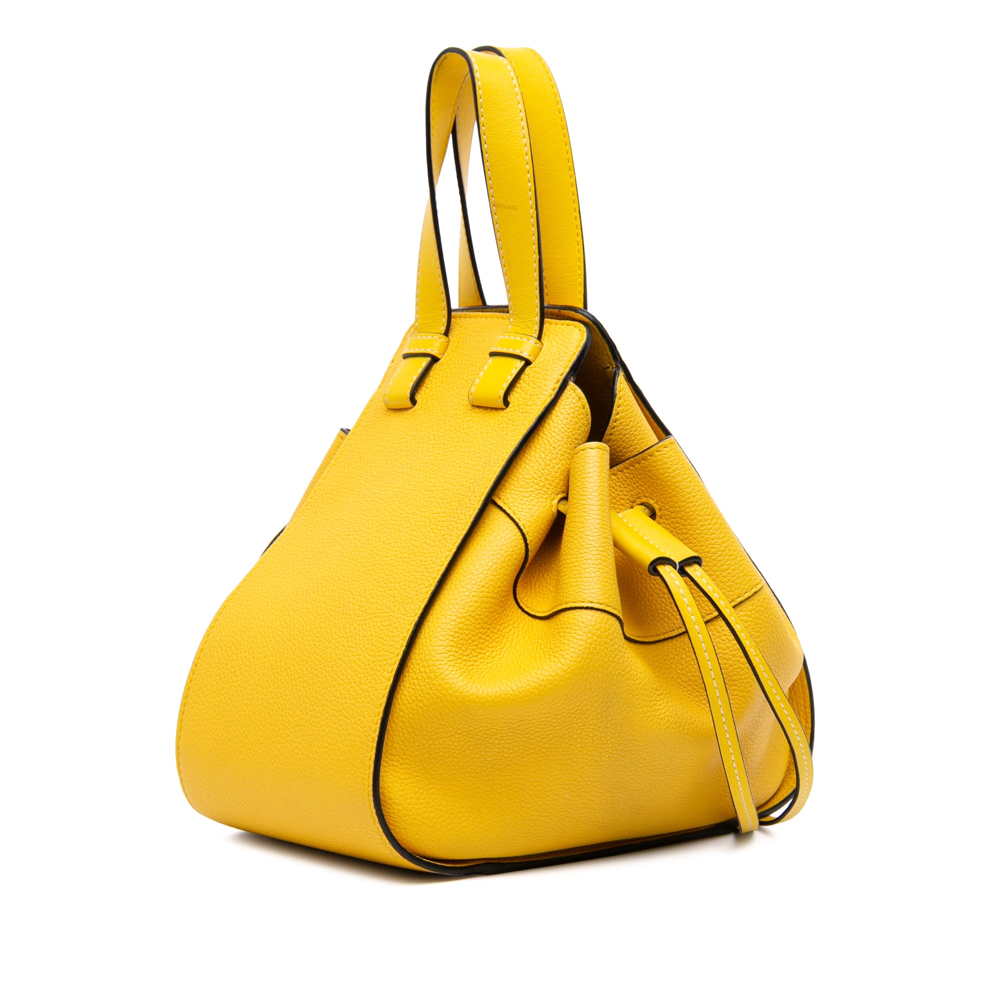Small Grained Calfskin Drawstring Hammock Satchel