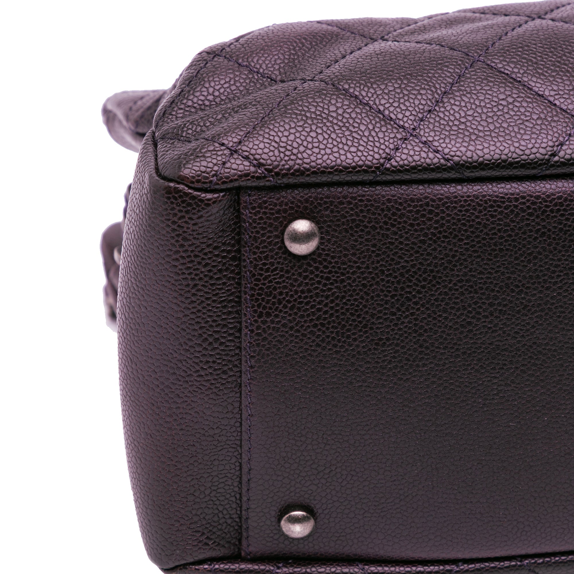 Small Quilted Iridescent Caviar Chic Shopping Tote