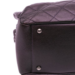 Small Quilted Iridescent Caviar Chic Shopping Tote