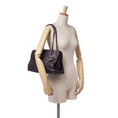 Small Quilted Iridescent Caviar Chic Shopping Tote