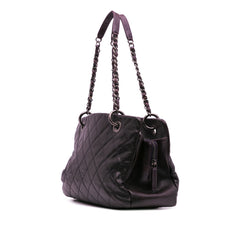 Small Quilted Iridescent Caviar Chic Shopping Tote
