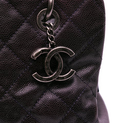 Small Quilted Iridescent Caviar Chic Shopping Tote
