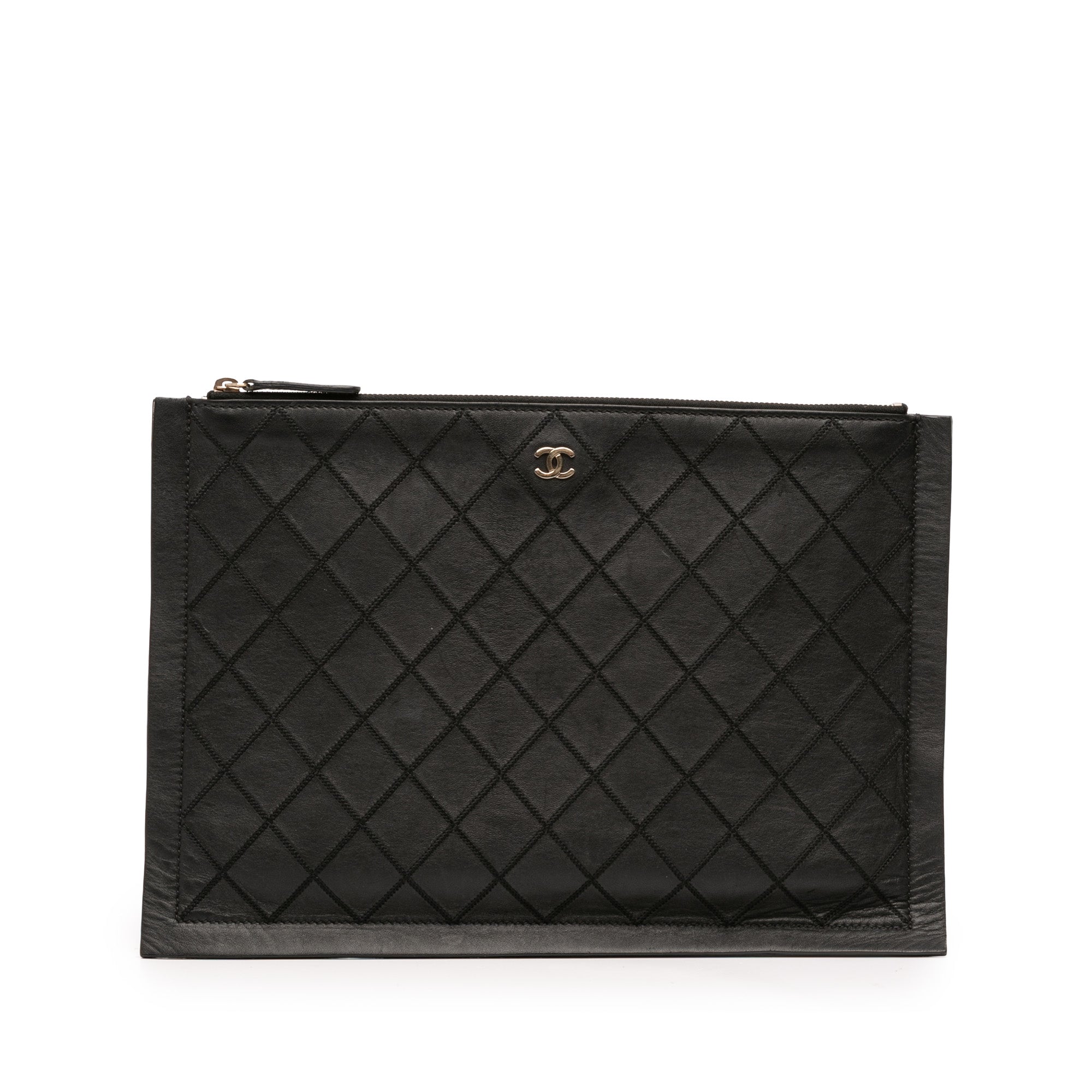 CC Stitched Lambskin Clutch