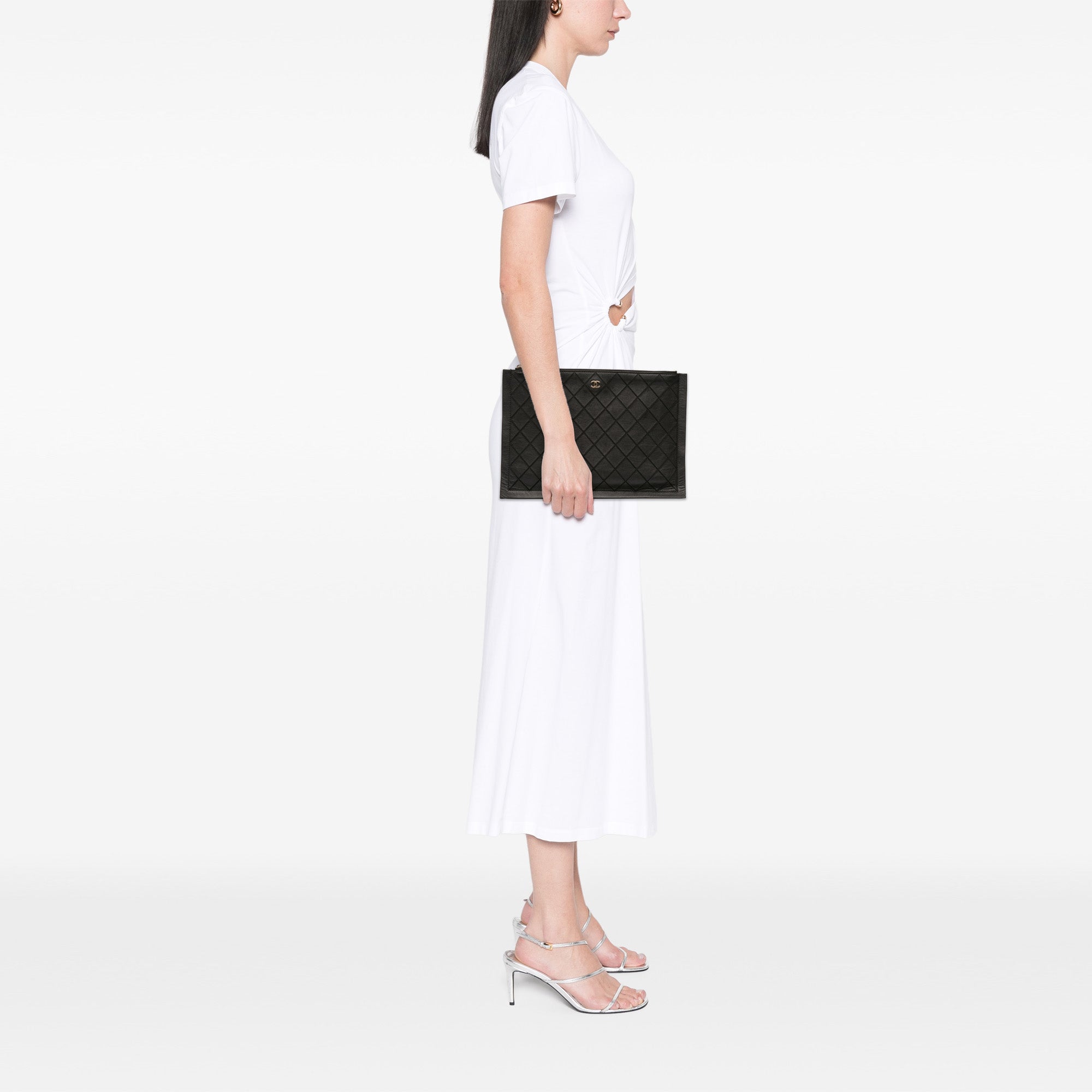 CC Stitched Lambskin Clutch